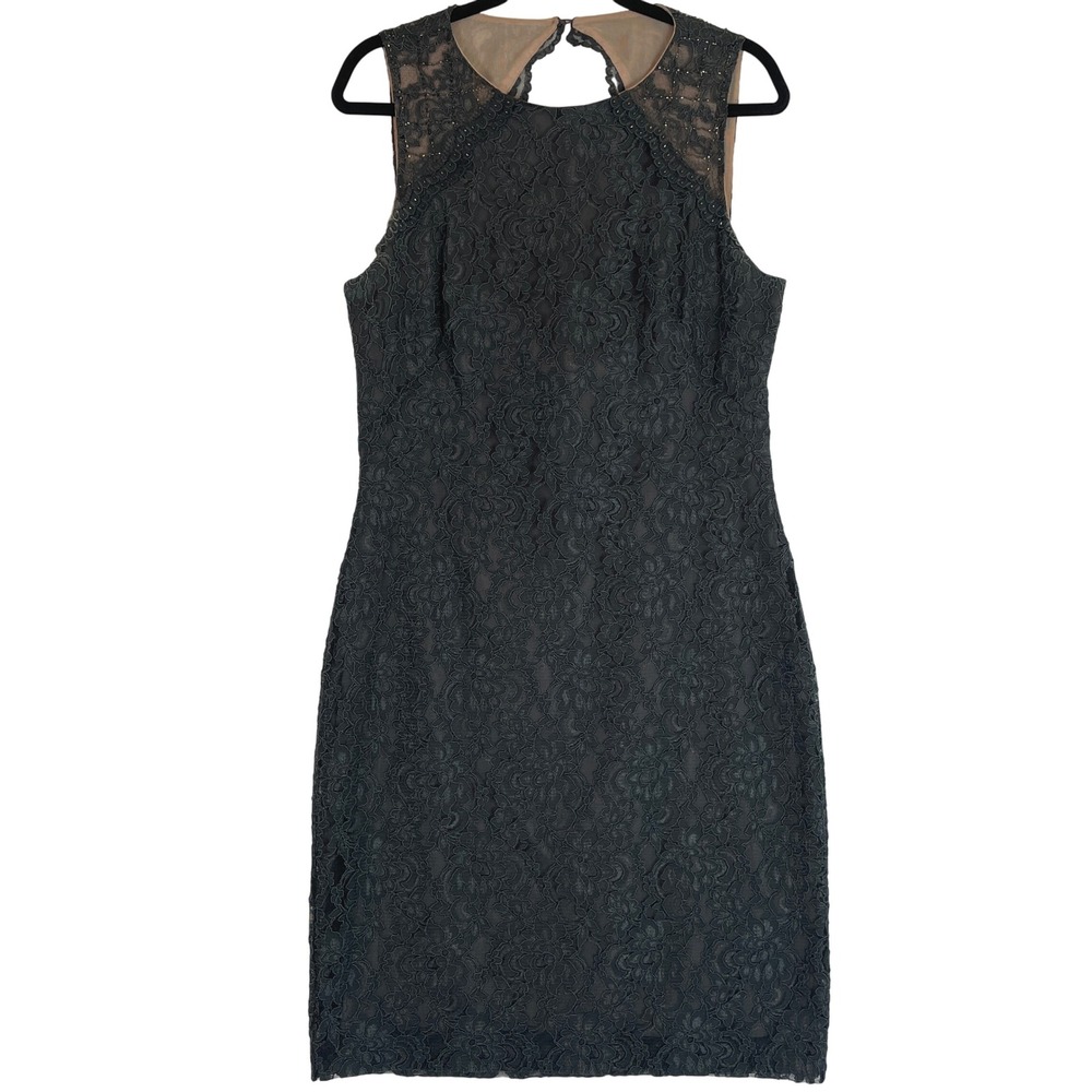 Lauren Ralph Lauren‎ Evening Dress Size 14 Black Lace Sleeveless Party